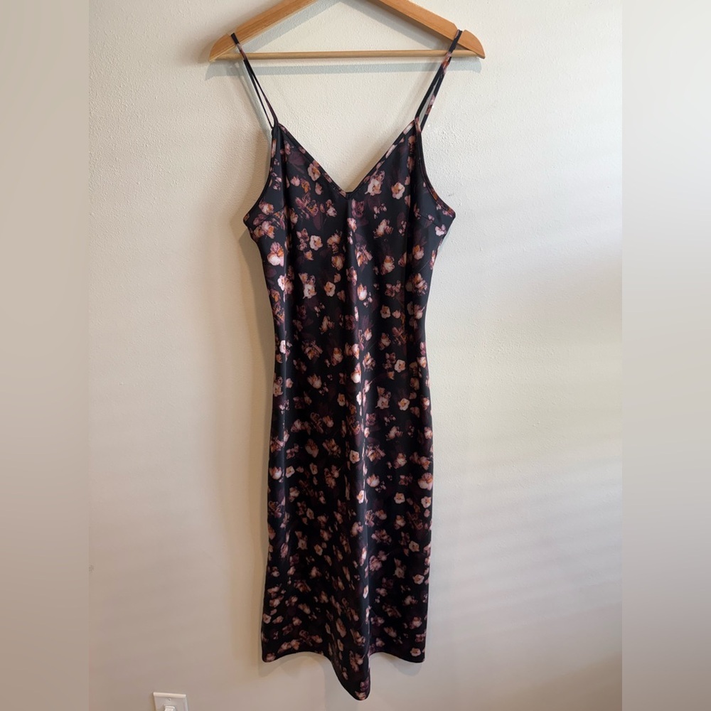 A New Day midi Black Floral Slip Dress